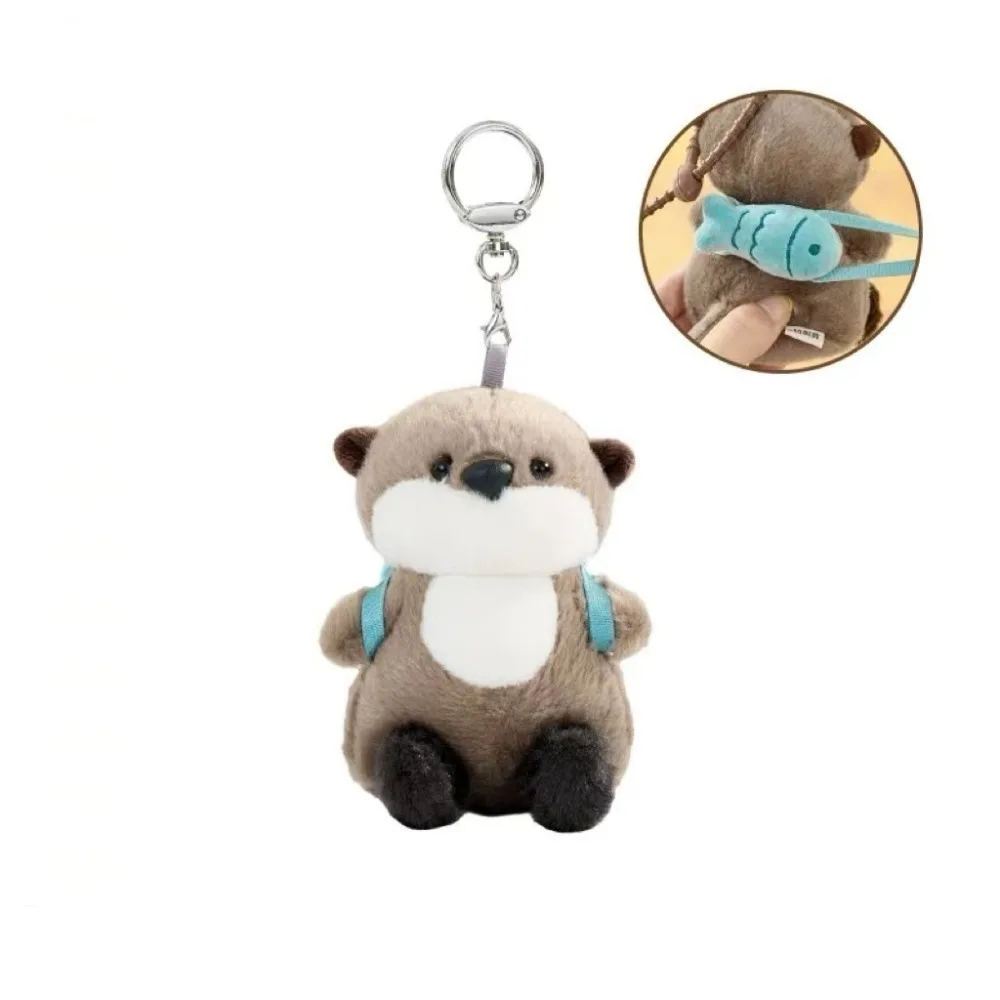 Christmas Gift Soft Stuffed Otter Keychain Fluffy Cotton Cartoon Otter Pendant Kawaii 11cm Stuffed Otter Backpack
