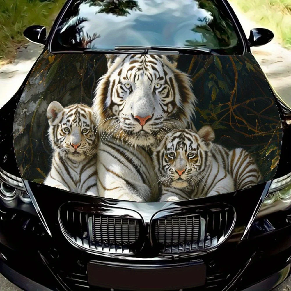 

Красивый белый тигр семейный капот автомобиля обертка цветная виниловая наклейка грузовик графический капот авто аксессуары украшение наклейка подарок