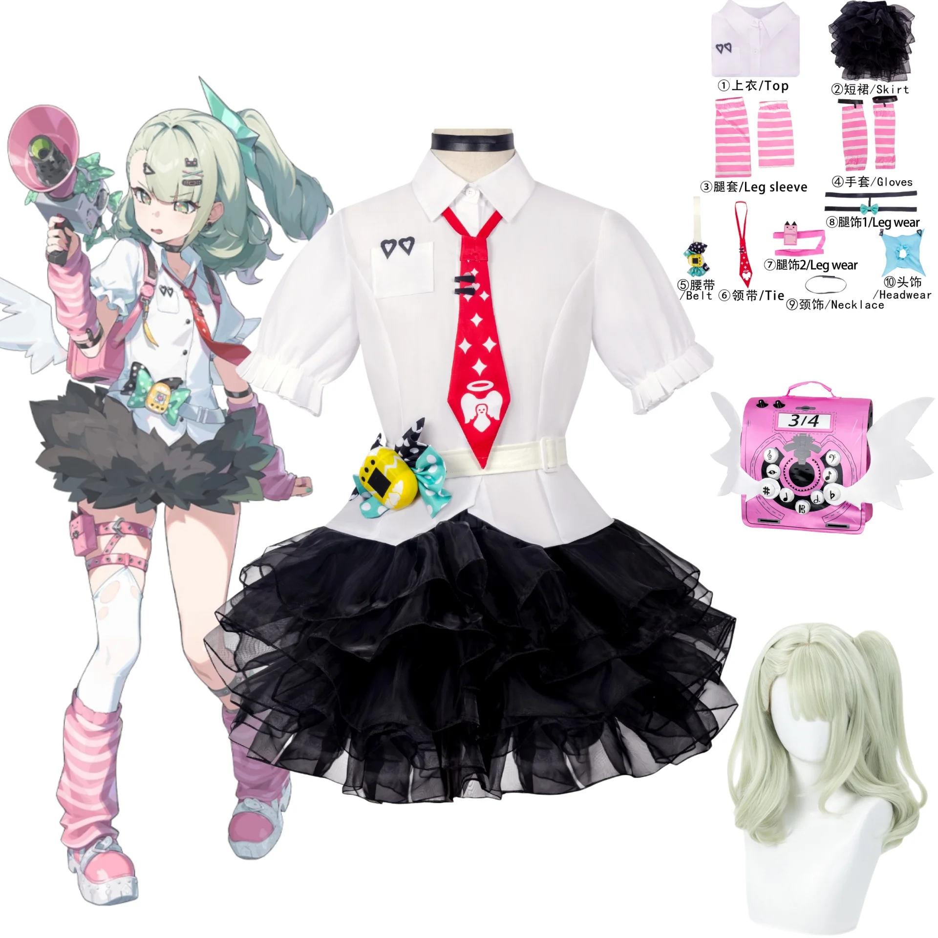 Anime ZZZ Sunna Cosplay Costume Wig Game Zenless Zone Zero Angels of Delusion Sunna Comic Convention Stage Costume