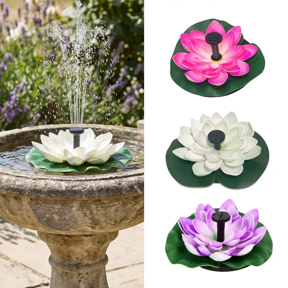 Bird Bath Fountain Lotus Solar Water Fountain with Spray Nozzles Floating Water Lily Bird Bath Fountain Outside Garden Pond Pool