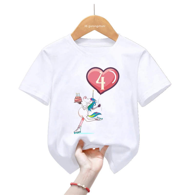 Unicorn 2-13 Year Old Birthday Girl Graphic Print T Shirt For Girls Funny White Tshirt Casual Summer Fashion T-Shirt Streetwear