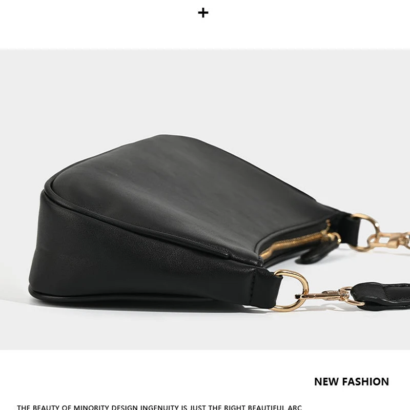 Hobo-Kettenriemen-Umhängetasche, Vintage Leichte Casual Handtasche, Einfarbige Pendler-Arbeits-Reise-Damentasche – Detail 1