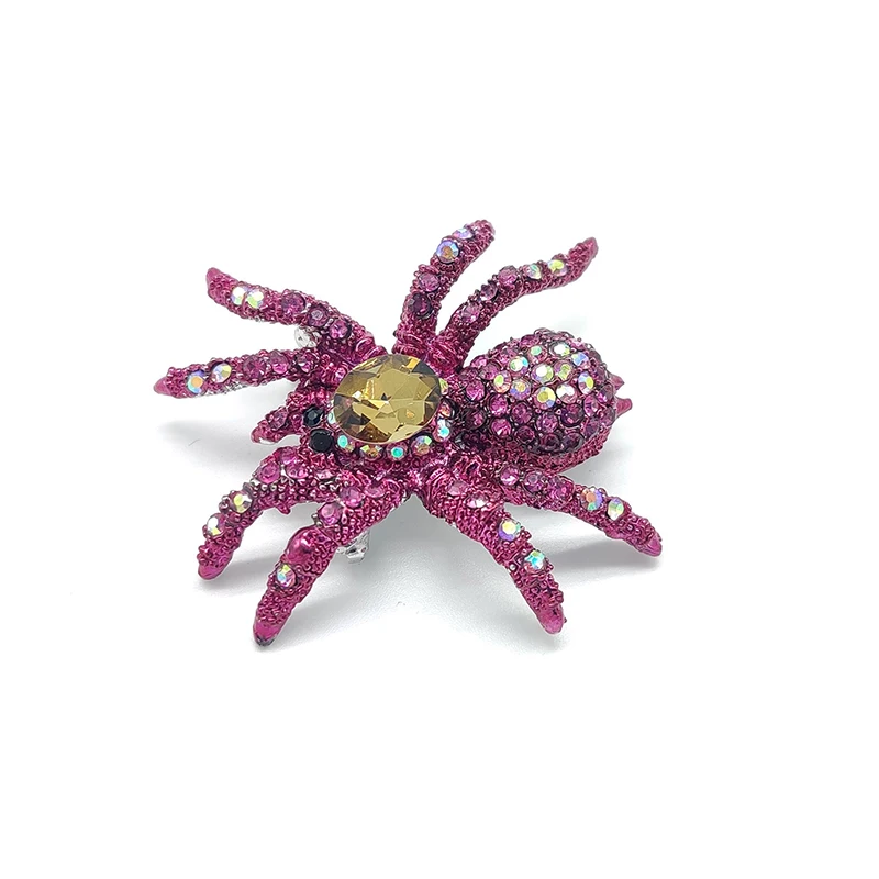 Fashion Cute Little Spider Multi-color Metallic Crystal Rhinestone Vintage Clothes Hat Necklace Brooch Jewelry Enamel Pins