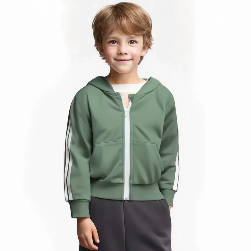 2024 Frühling Herbst neue Reiß verschluss jacken für Jungen Kinder Kapuzen mantel Kinder kleidung Strickjacke Mädchen Streifen Langarm Hoodie Tops