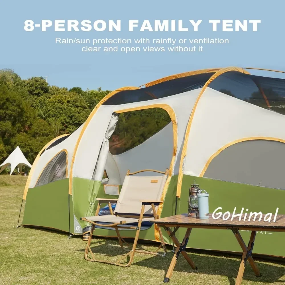 Tent for Camping, Waterproof Windproof Family with Rainfly, Divided Curtain Design for Privacy Space,with Carry Bag Tents