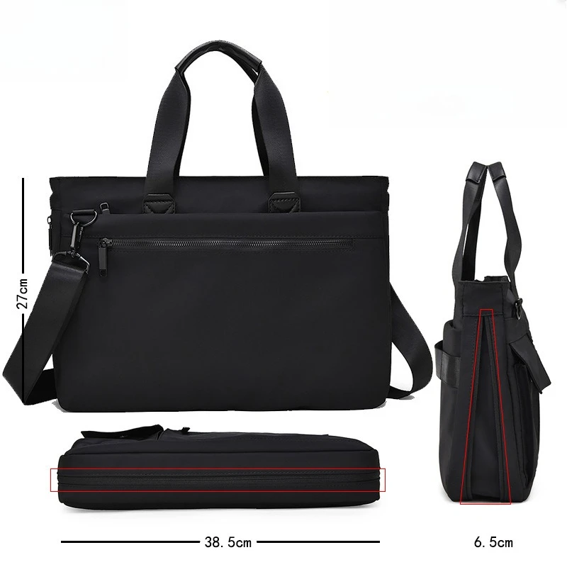 Men's Oxford fabric durable carry-on briefcase for business documents, large capacity, water-resistant, single shoulder bag