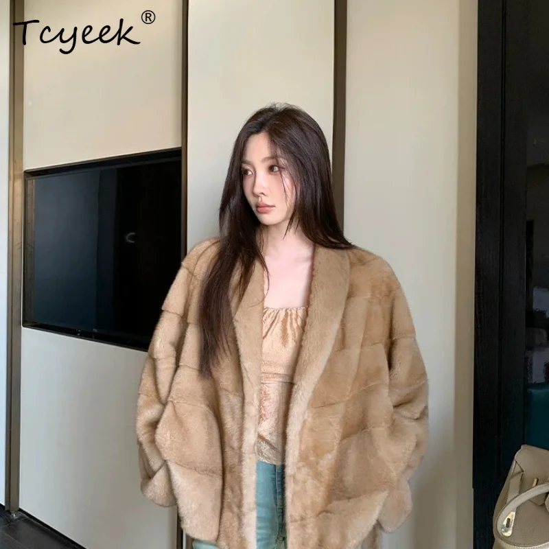 

Tcyeek Natural Mink Real Fur Coat Women New in Outerwears Whole Mink Warm Jackets Woman Fashion Winter Clothes Fourrure Femme