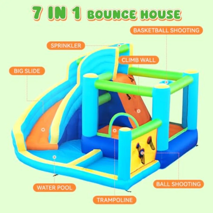 Tobogán acuático inflable para casa de rebote, parque acuático con castillo de seguimiento con pared trepadora, piscina para saltar y salpicaduras, salto interior y exterior