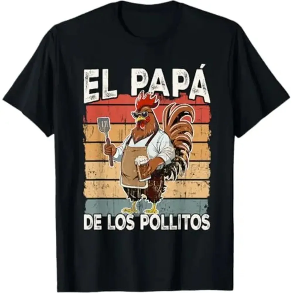 100% Cotton Golf Gift T-Shirt For Men and Women El Papa de lo pollitos funny Spanish Dia del Padre T-Shirt