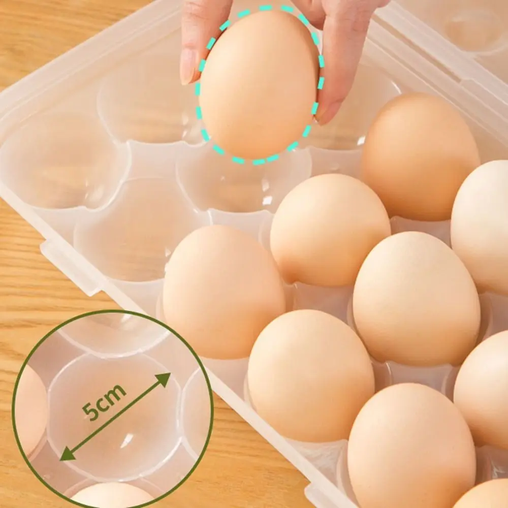 Practical Plastic 12/18 Grids Egg Tray Snap-on Anti-collision Egg Storage Box Stackable with Lid Fridge Egg Organizer Outdoor