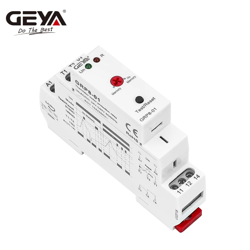 GEYA GRP8 PTC Motor Protection Relay 10A  AC/DC24-240V Thermostat for Monitoring Temperature of Motor Winding Thermal Relay