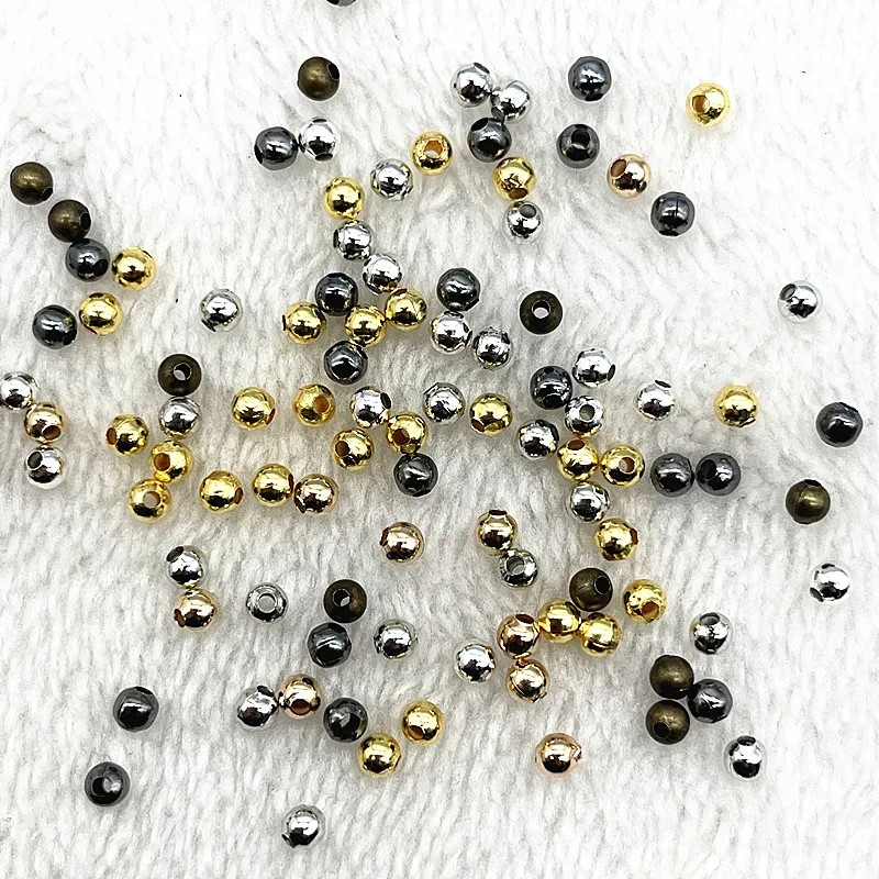 3/4/5/6/8mm Plating Gold/Silver/Bronze Metal Beads Smooth Ball Spacer Beads for Jewelry Making Findings Diy Handmade Accessories