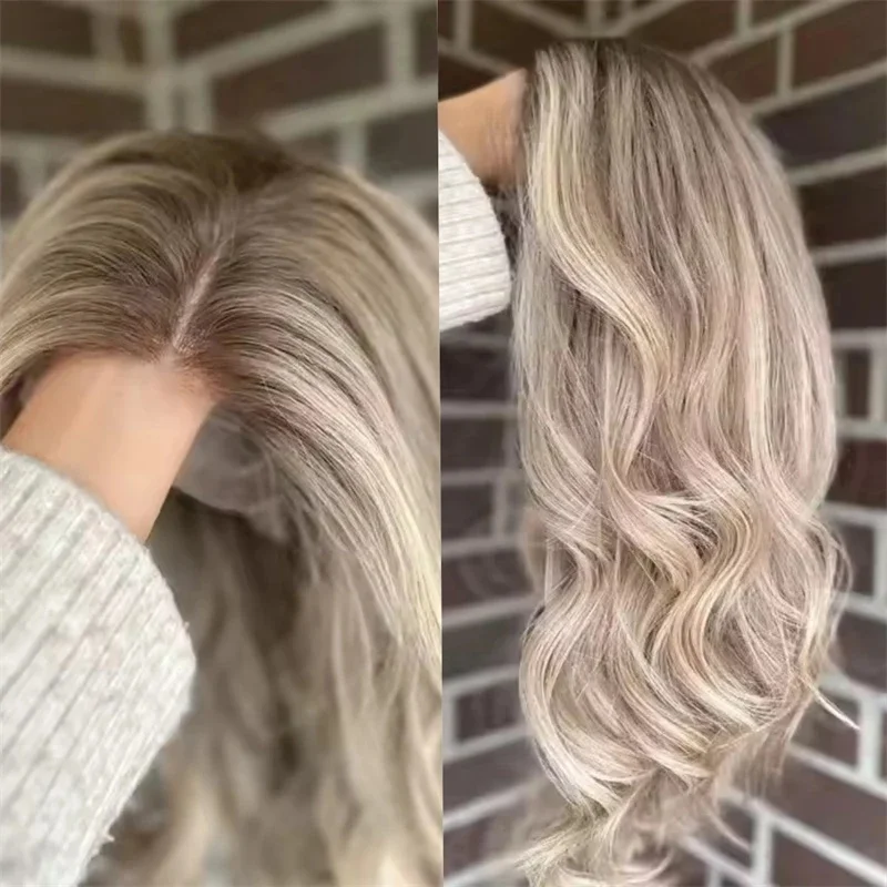 

Волнистые парики # Светло-коричневые парики из натуральных волос с эффектом балаяж, 180% плотность, 13x4, с кружевной передней частью, темно-коричневые с корнями, кружевные парики