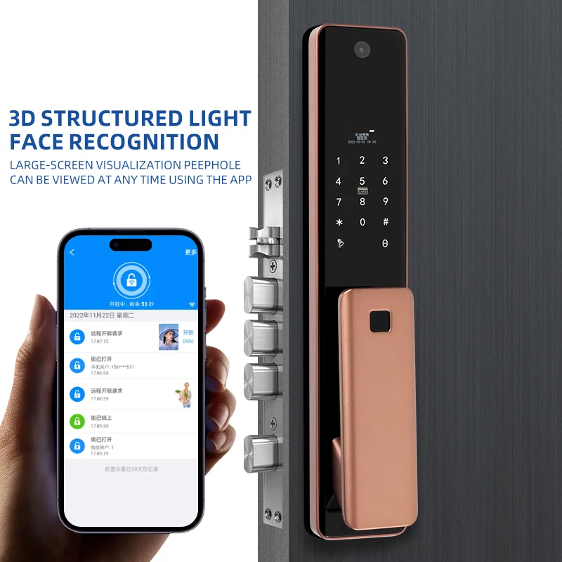 YAGU Full Automatic Real Time Video Intercom Tuya Smart Wifi Digital Door Lock Anti-theft Camera Digital Keyless Smart Lock