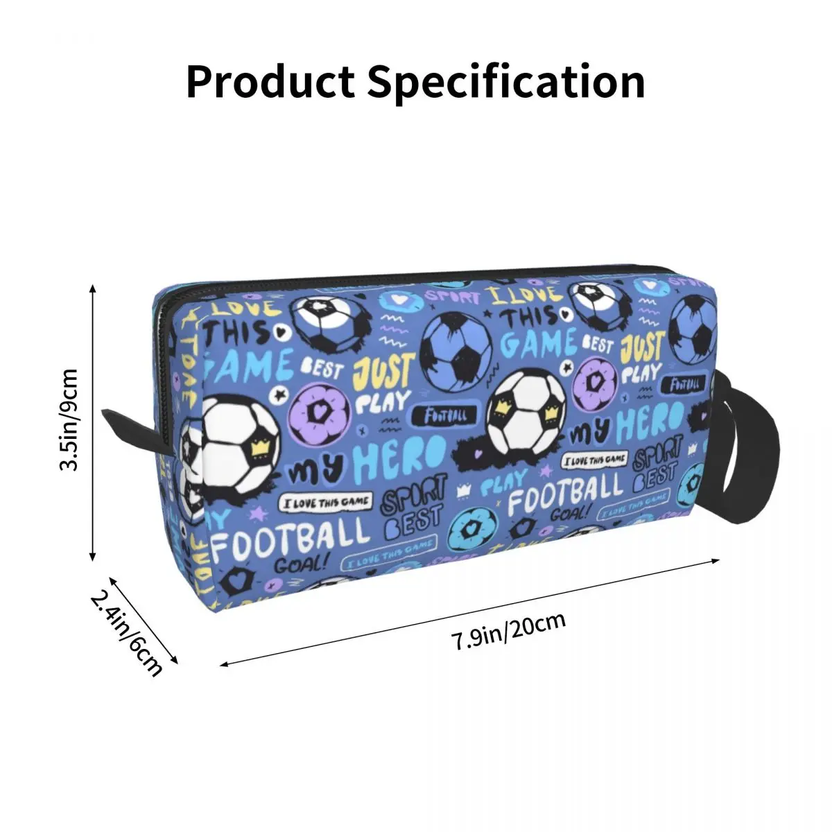 Travel Football Soccer Toiletry Bag Portable Cosmetic Makeup Organizer for Women Beauty Storage Dopp Kit Case