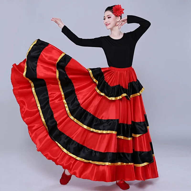 Spanish Dance Costume Classic Gypsy Dance Costume Flamenco Dress for Women Swing Skirts Bullfight Belly Performance 360/540/720