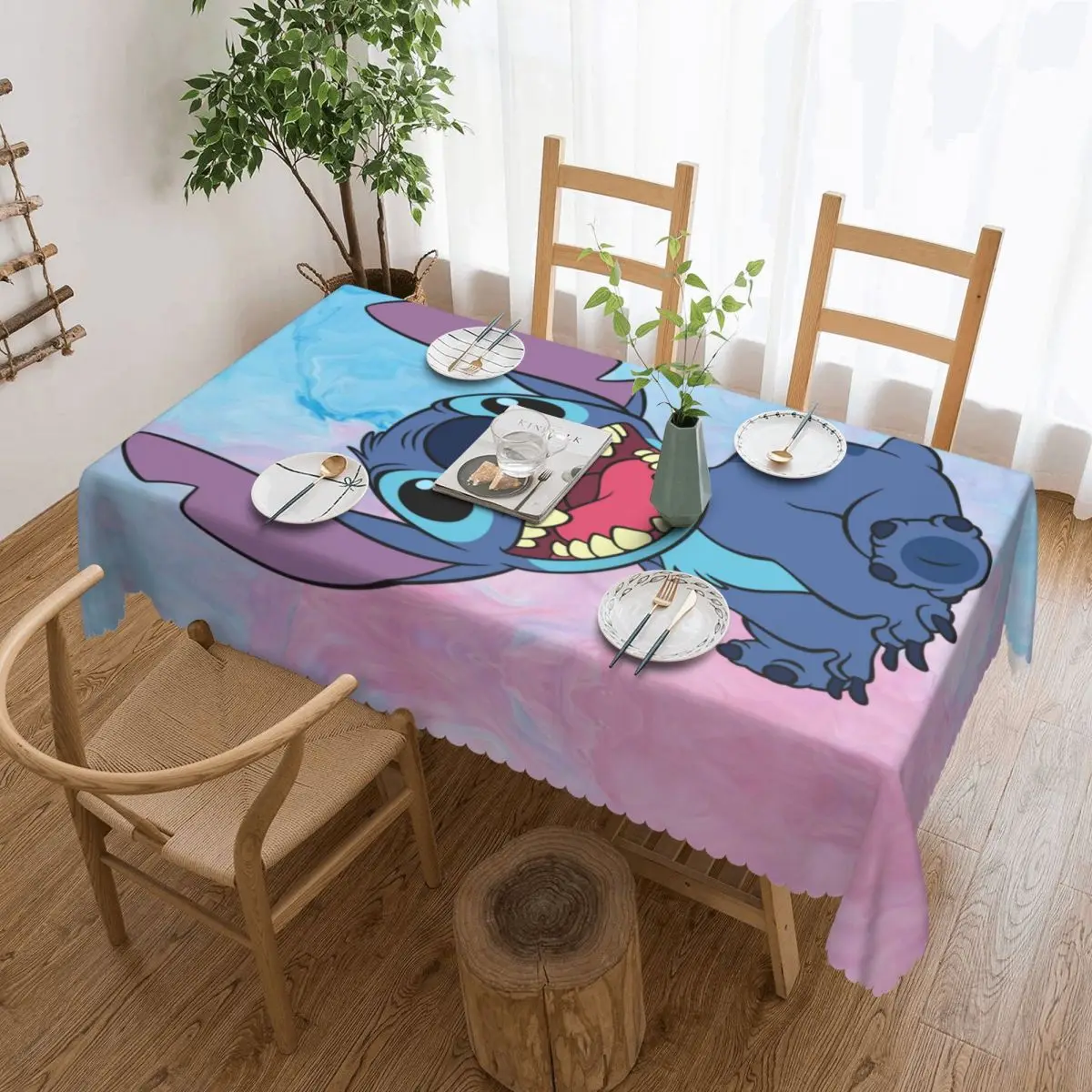 Custom Rectangular Fitted Cute Stitch Disney Table Cloth Waterproof Tablecloth Outdoor 40