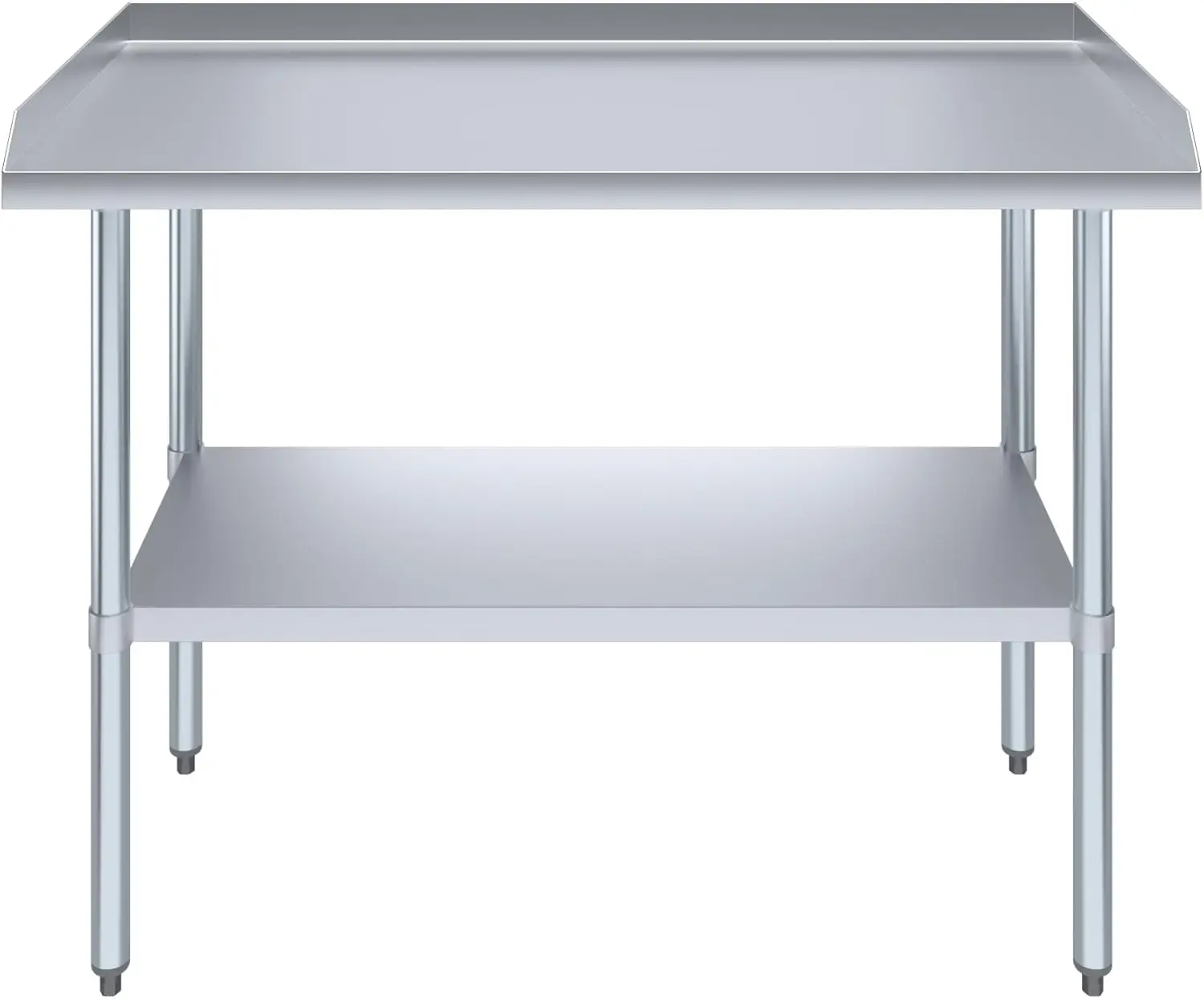 

Commercial Work Table with Backsplash and Sidesplashes | NSF (Stainless Steel Table with Sideguards, 48" Long x 24" Deep)