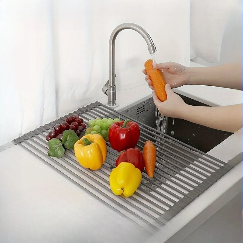 

Silicone Drain Rack Kitchen Multifunctional Storage Rack Foldable Sink Bowls Chopsticks Filter Rack Bowl and Plate Storage