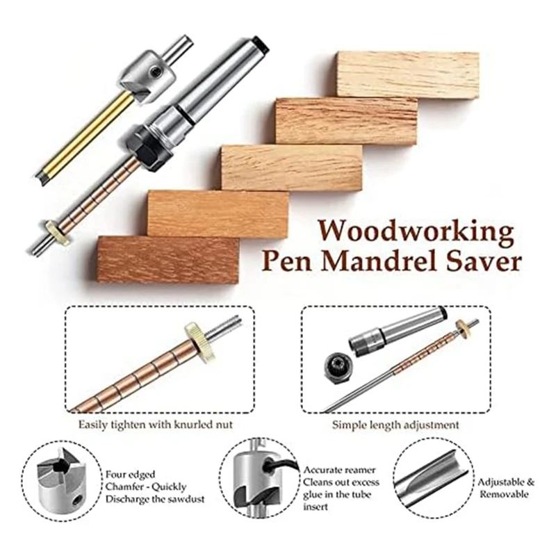 Imagem -03 - Pen Making Kit com Pen Shaft e Pen Holder Trimming Grupo Wood Turning Mandrel For Making Pen Woodworking Lathe Acessórios