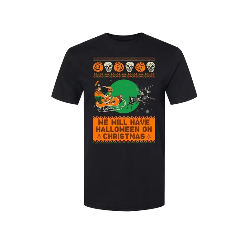 

Мужская рождественская хлопковая футболка с графическим принтом из элемента ужасов 2025 года, женская футболка с круглым вырезом, топ с короткими рукавами на Хэллоуин, подарок матери