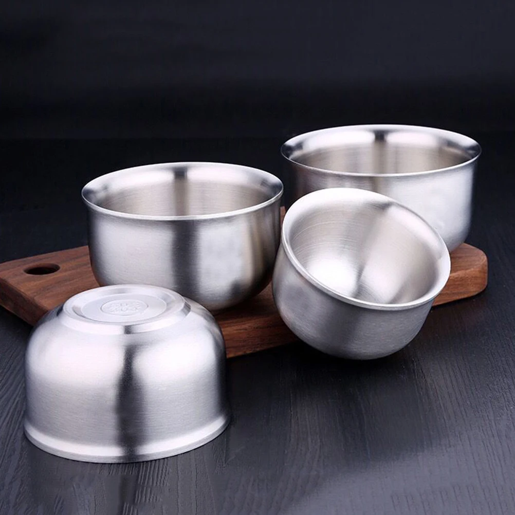 

Stainless Steel Bowl 304 Construction Metal Kitchen Utensils Double Insulated Bowls Serving Hot Cold Foods Heavy Duty