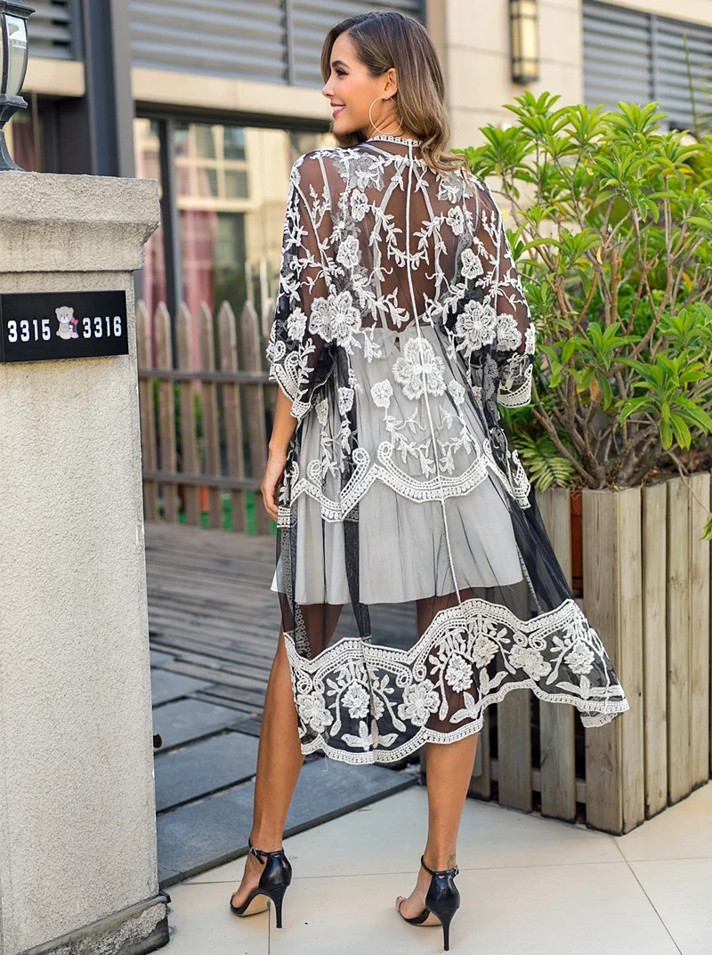 Sexy Lace Crochet Beach Cover Up Halter Summer Beach Dress Bath Sarong Swimwear Cover Up New Robe De Plage Tunic Bikini Covers