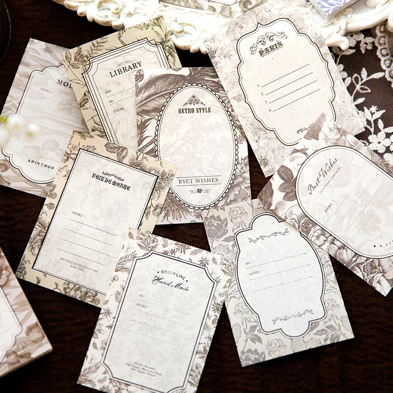 40Sheets Memo Book Retro Floral Pattern Decorative Backing Plant light ledger Border Material Paper Scrapbooking 105*75MM