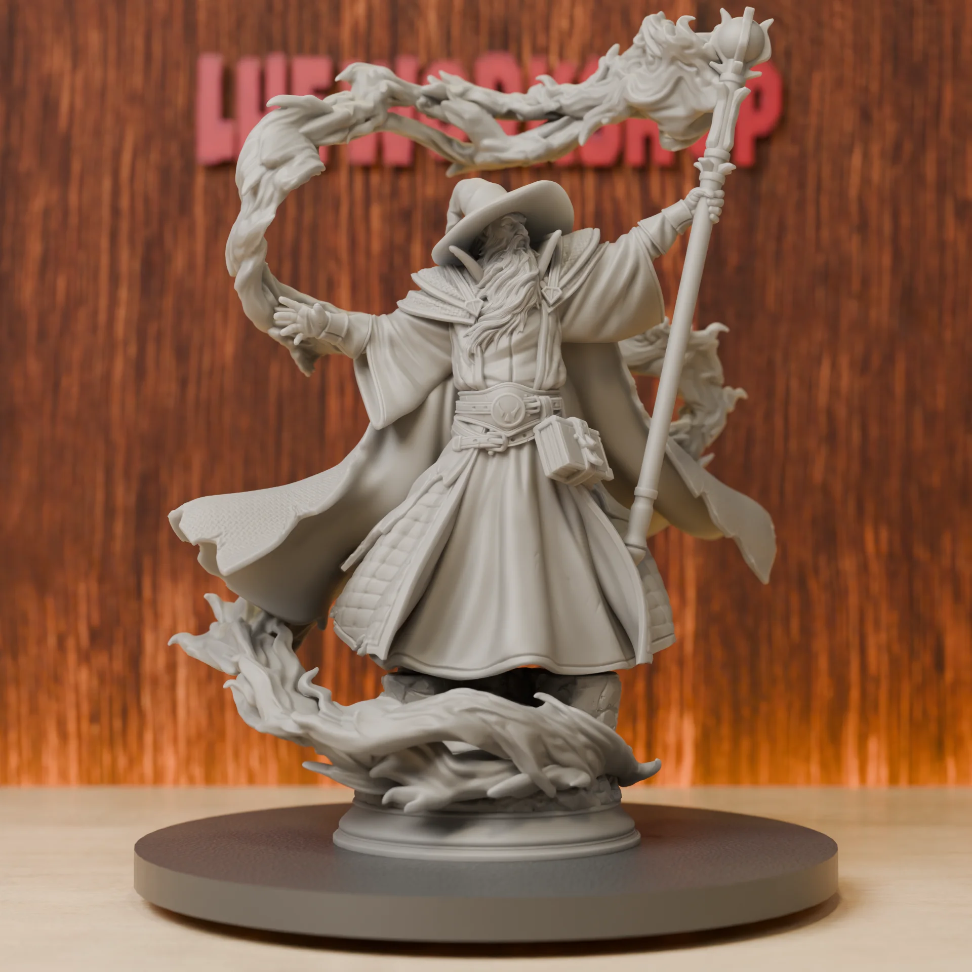 Elder Wizard Miniatures | 28mm-75mm | Resin 3D Printed DND Pathfinder Mini | Unpainted Grey