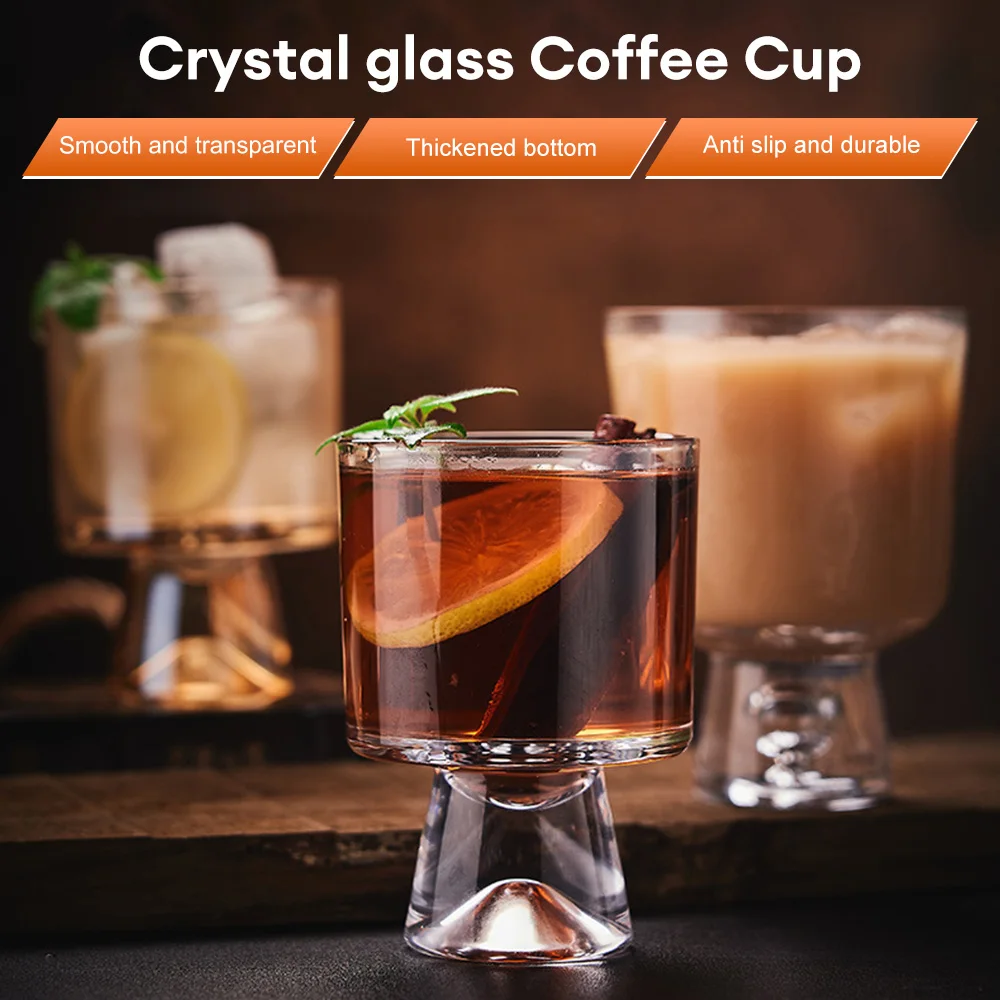 Ins Style Coffee Cup Hot Red Wine Glass High Appearance Level Glass Tall Glass Ice Cream Cup Juice Cold Drink Cup Drink Cup