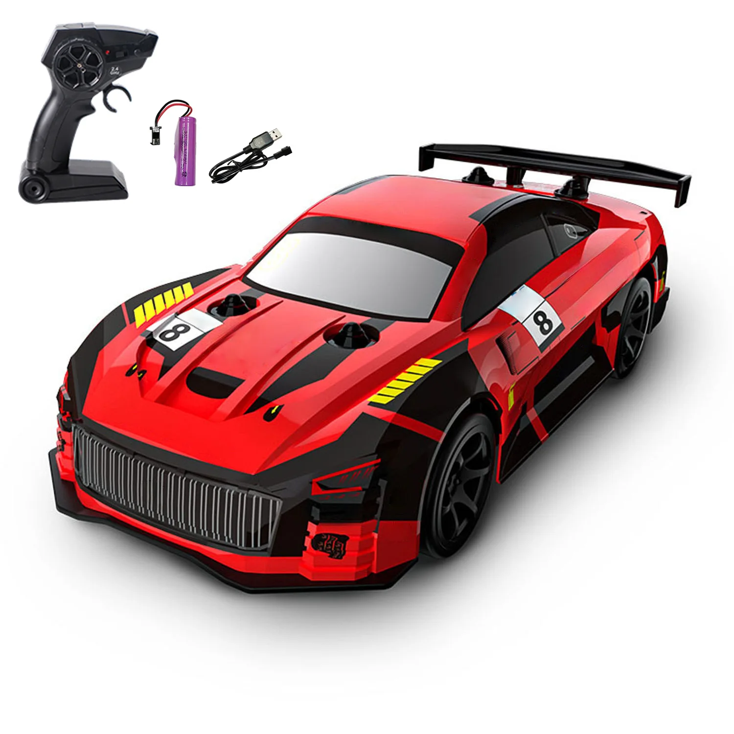Voiture à dérive RC en plastique 1/18 Q165 360, 4WD, télécommande sans fil, véhicule de course électrique, lumières RTR, batterie émetteur