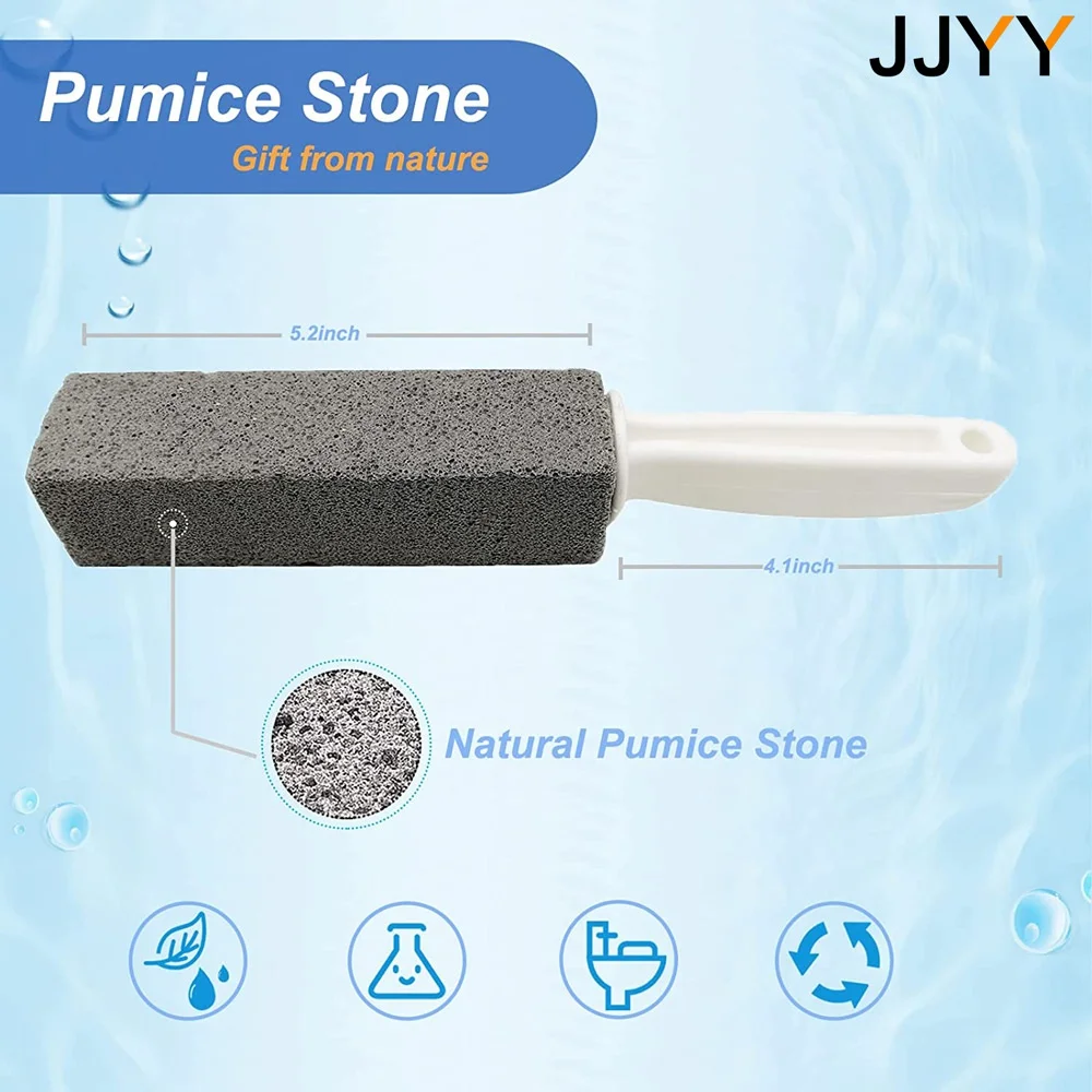 JJYY Pumice Cleaning Stone with Handle Toilet Bowl Ring Hard Water Ring Cleaner Stain Rust Grill Griddle Remover Cleaning Brush