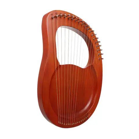1Set Wood Lyre Harp 19 Strings Handheld Portable Small Wooden String Instrument with Extra Picks for Beginners Kids