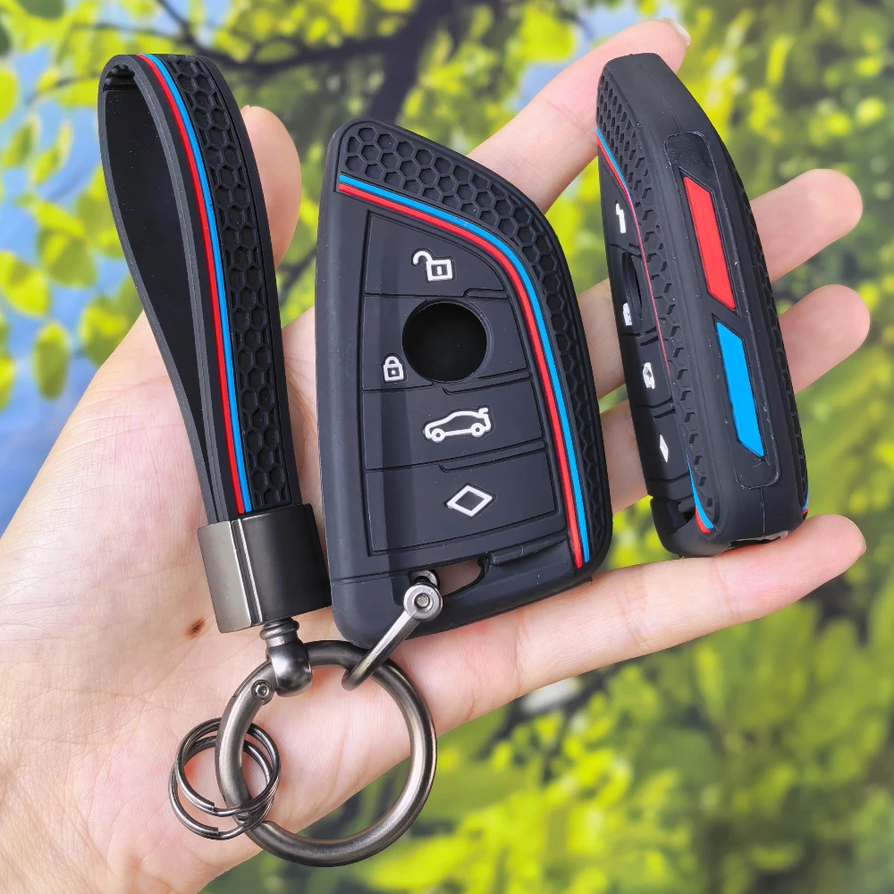 Silicone Car Key Case Bag KeyChain For BMW 1 2 3 4 5 6 7 Series X1 X3 X4 X5 X6 X7 F10 F20 F30 G20 G30 G01 F15 F16 G02 G05 F34