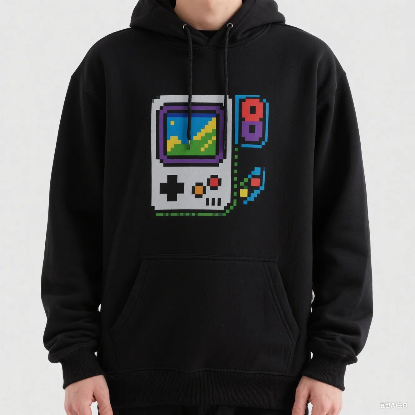 330G heavy-duty hooded sweatshirt Lo-Fi Pixel Art Print Streetwear With Pocket