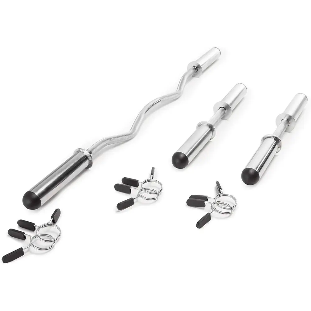 

Solid Curl Bar and Dumbbell Set with Adjustable Spring Collars