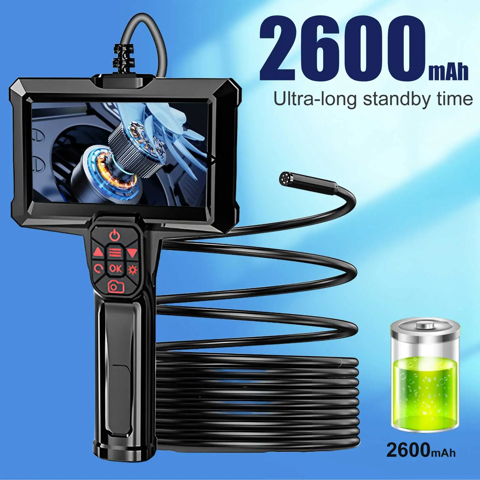 4.3" LCD Endoscope Camera with Light HD 1080P IP67 Waterproof Borescope Camera 8 LED Lights 32GB Card for Sewer Pipe HVAC Car image 3