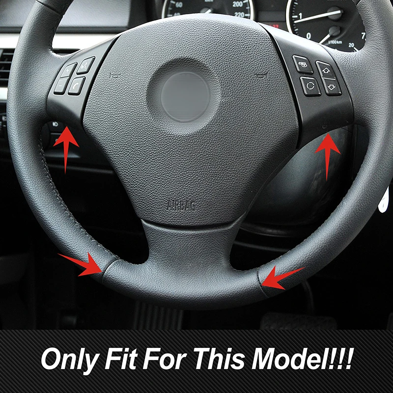 For BMW 3 Series E90 2005-12 Car Steering Wheel Button Lip Decoration Cover Trim Carbon Fiber Color Sticker Interior Accessories