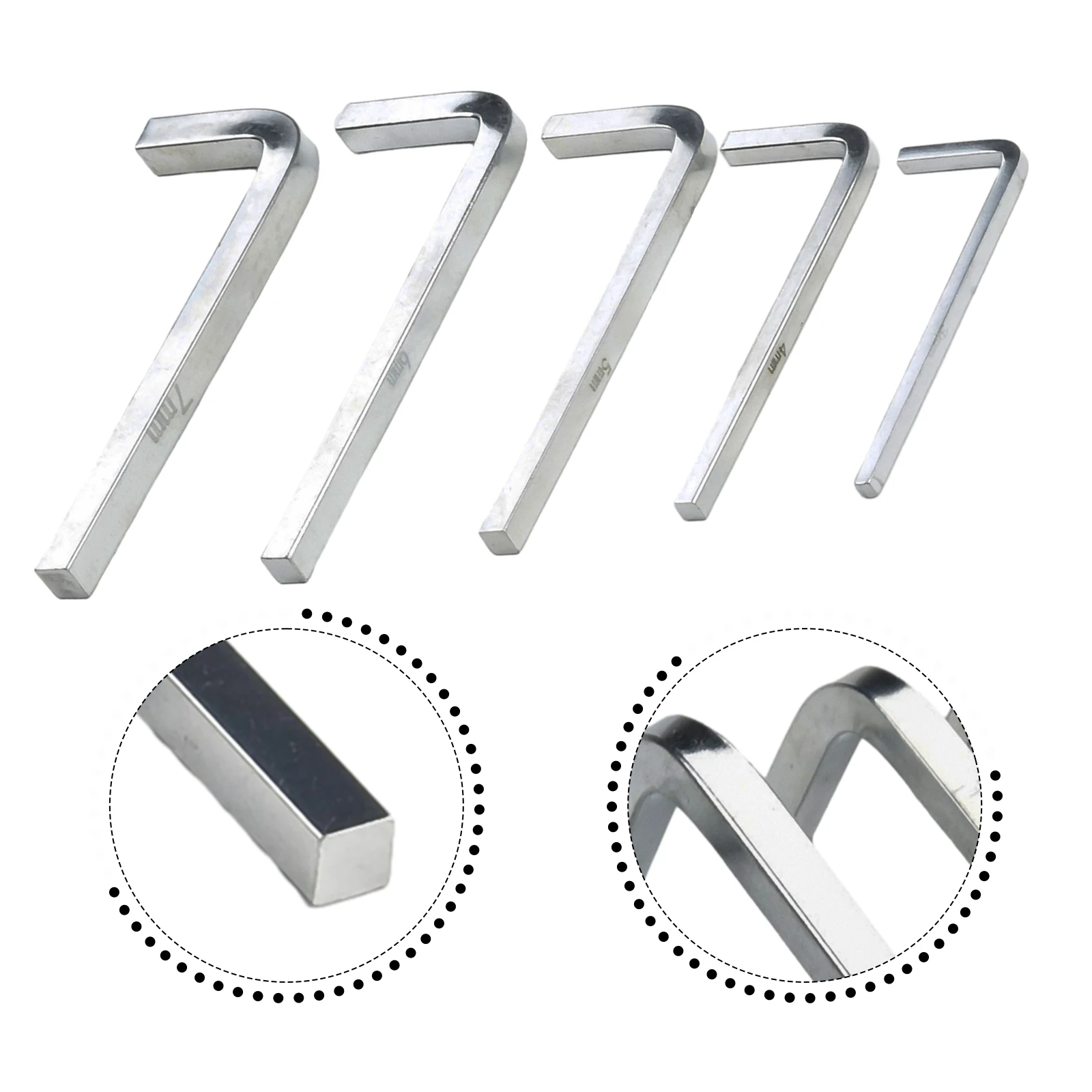 5Pcs L Shape Square Head Wrench Square Key 4 Point Wrench Screwdriver Set 3-7mm For Tightening Screws Portable Repair Hand Tool