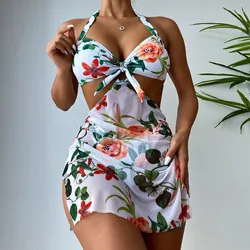 Traje de baño con estampado de cintura alta para mujer, bañador Sexy a la moda, conjunto de Bikini, Tankini, Bkini