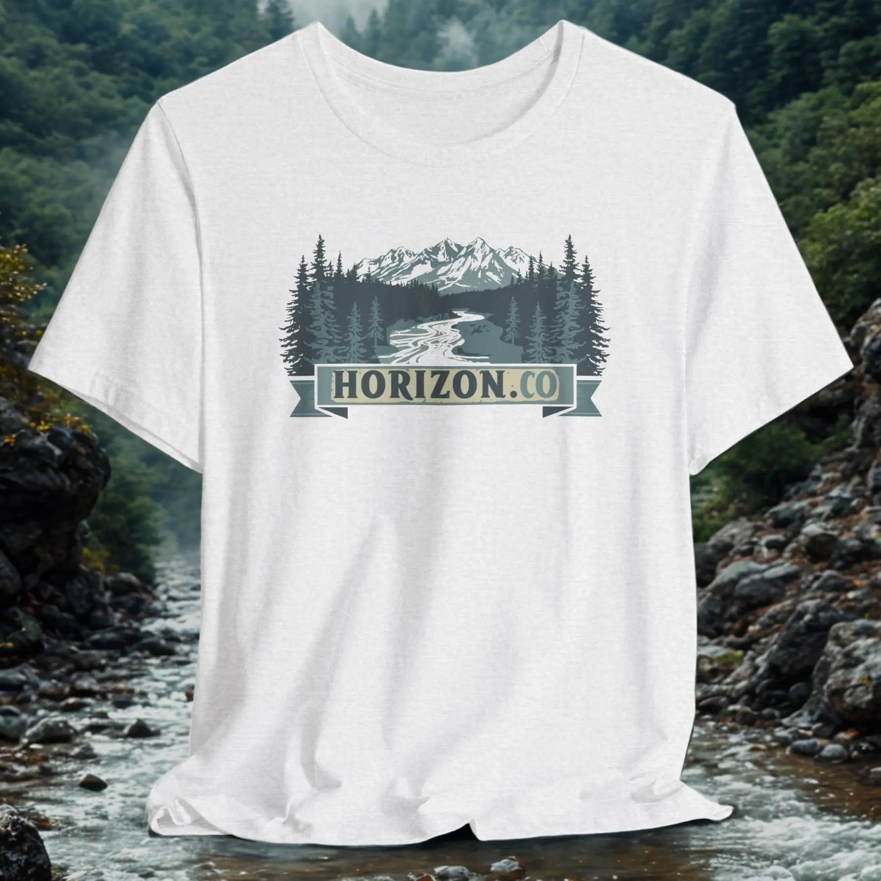 Daily Casual Fashion, Relaxed and Comfortable. Alpine River T-shirt: Stream Pattern T-shirt From The Mountains.