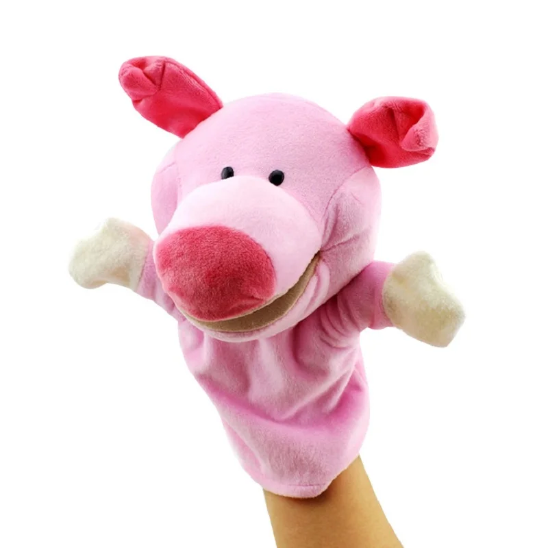 Jouets en peluche de marionnettes d'animaux pour enfants, poupées en peluche Kawaii, jouets pour bébés, éléphant, dinosaure, singe, jeu de discussion, 25cm