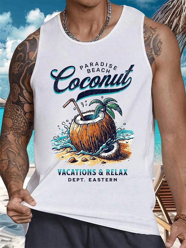 2024 Summer Daily Casual Men\'s Tank Top Outdoor Sport Men\'s Sleeveless T-shirt Comfortable And Breathable Men\'s Beach Tank Top