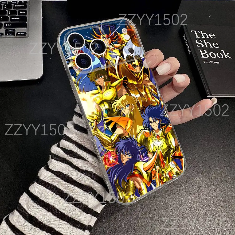 S-Saint Seiya Knights Zodiac Funda de teléfono para iPhone 17,16,15,14,13,12,11 Pro,Max,Plus,X,XS,XR,SE4,E Mini transparente suave