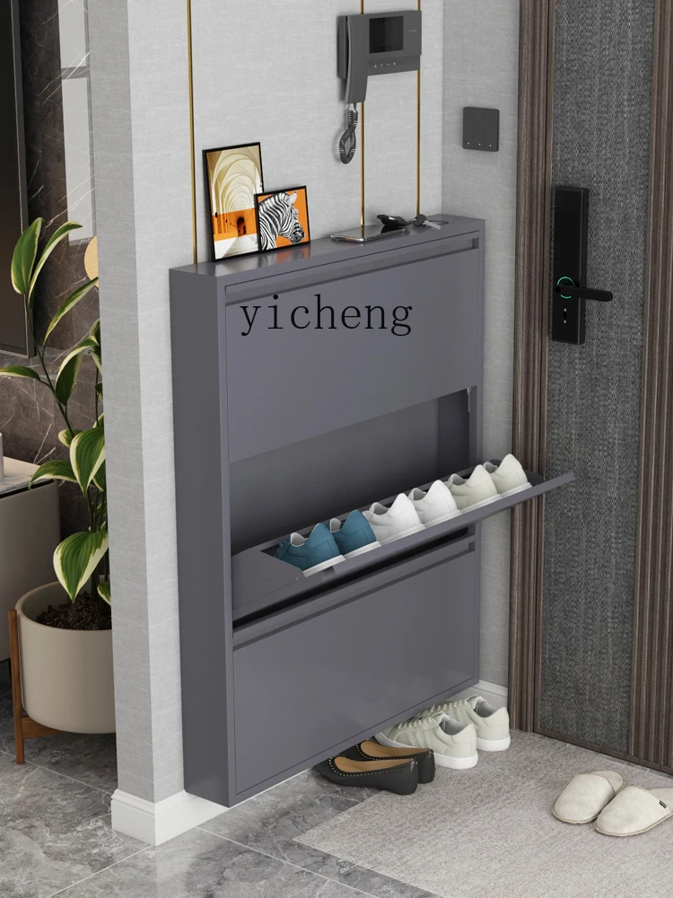 ZM Shoe Cabinet Door Storage Extremely Narrow Hallway Corridor Tilting Shoe Cabinet Large Capacity