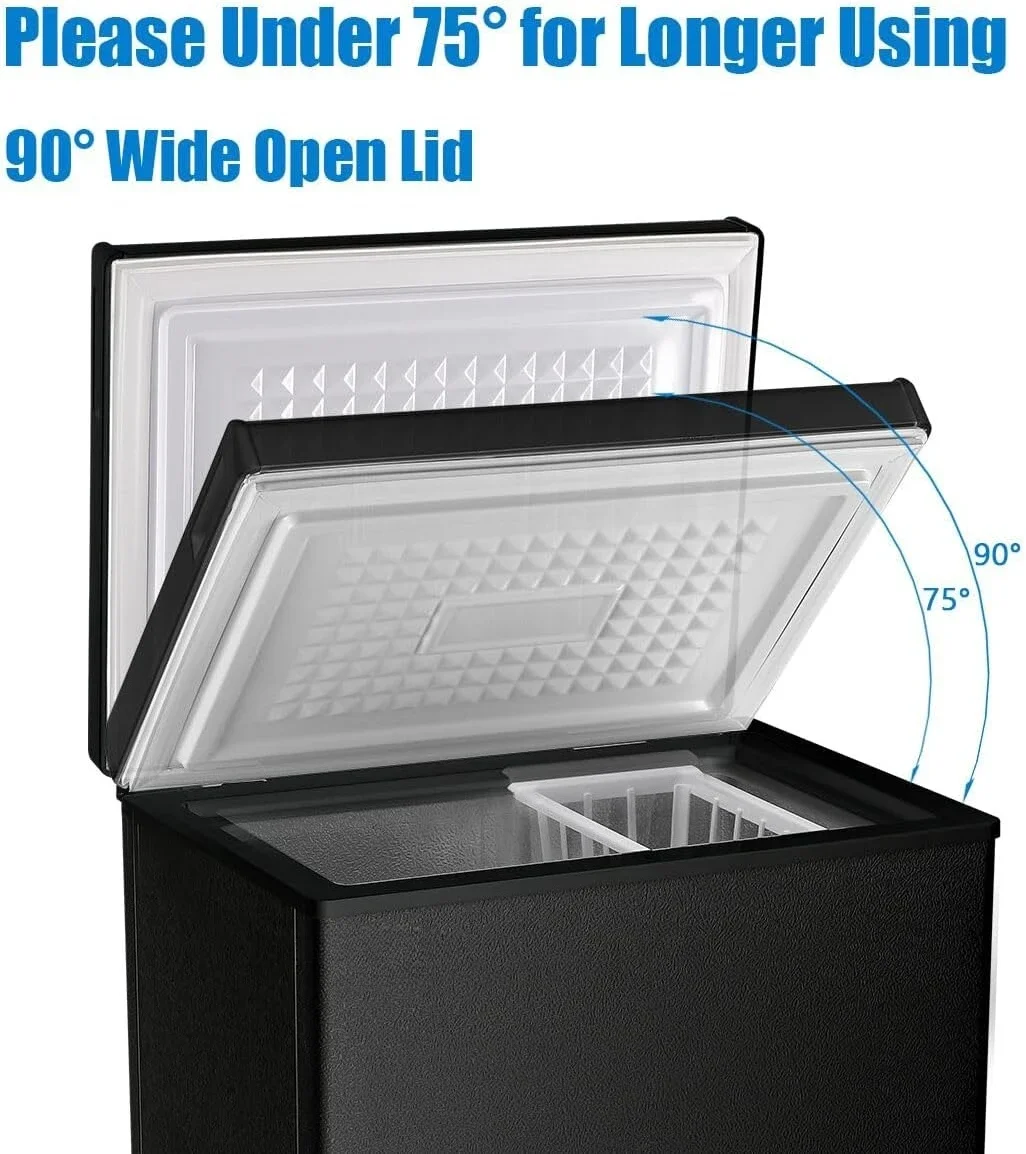 فريزر الصدر، فريزر صغير أسود عميق 3.5 قدم مكعب، باب علوي مدمج قائم بذاته قابل للتعديل 7 ترموستات وسلة قابلة للإزالة #5