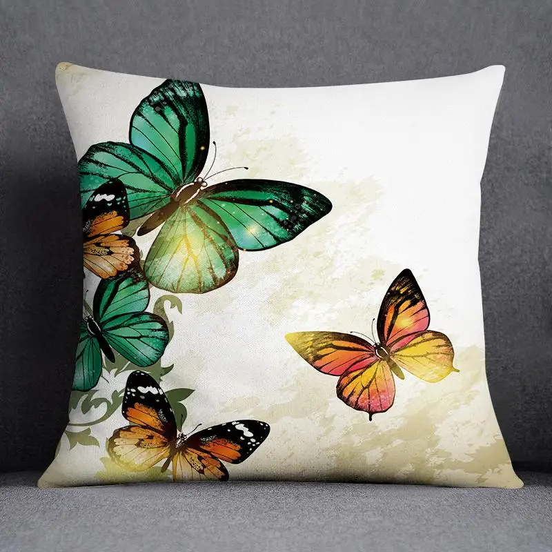 Retro Butterfly Home Decoration Pillowcase Square Pillowcase Home Office Decoration Cushion Cover