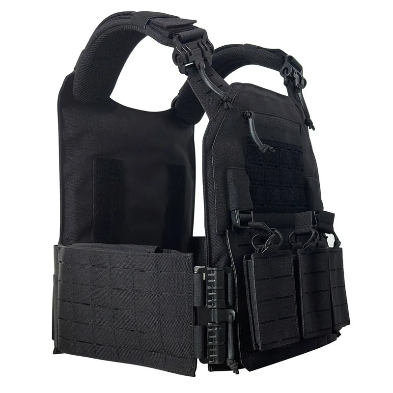 Tactical Vest - Versatile outdoor lightweight vest Hunting Support Adjustable MOLLE vest with three magazine bags