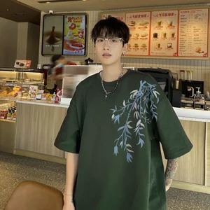 تي شيرت قطني كبير للرجال أبيض صيفي عارضة أزياء طباعة الخيزران تي شيرت رجالي ملابس رجالية 5XL أفضل 12 تي شيرت من ألياف الخيزران مبيعا - No12