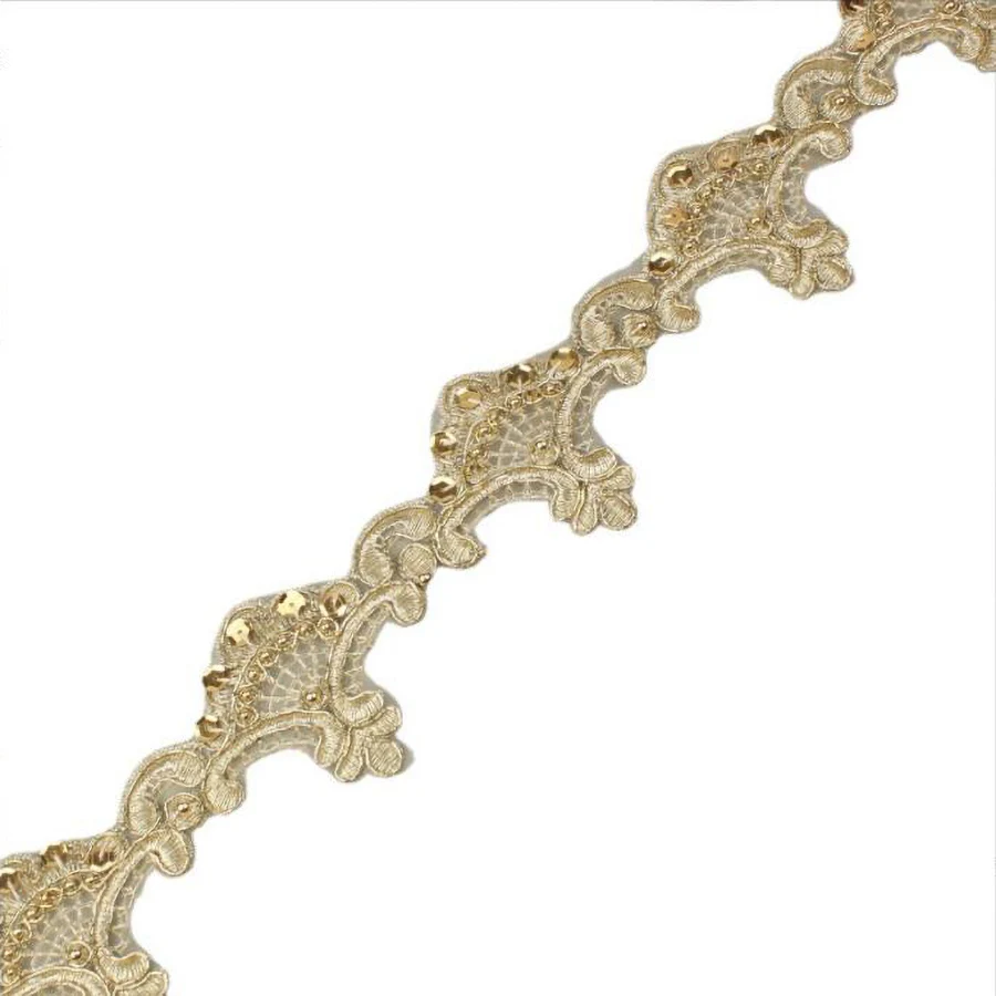 1 Yard Gold Lace Trim Braid Lace DIY Garment Accessories Embroidery Fabric 7CM Wide